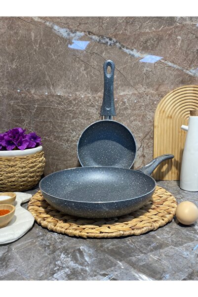 Elvira طقم مقلاة جرانيت مكون من قطعتين (20-28 سم) رمادي