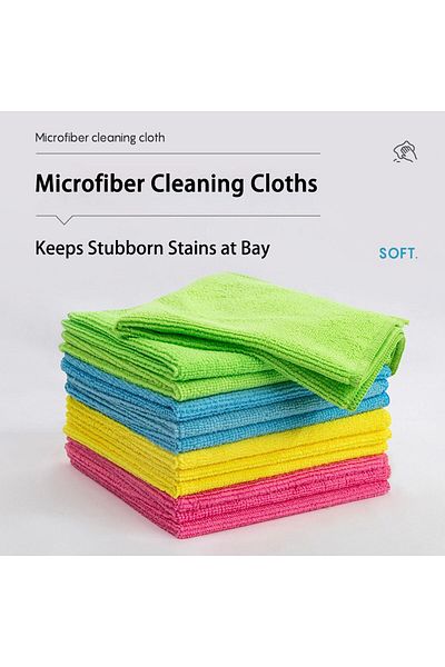 COOYA 12 Pack Microfiber Cleaning Cloth,Size 40x40cm,Purpose -Polish, Scrub,Absorbent (Multiple Color)