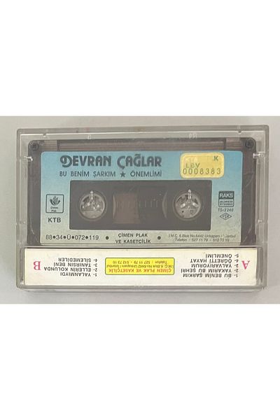 Raks Devran Çağlar This Is My Song - the Importance of It Cassette (Original Period Paper Print Cassette)