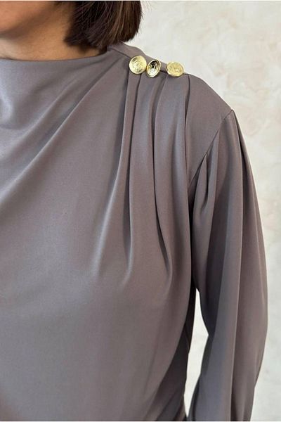 Moda Rosa 25Y7046 - Mink - Gold Button Tunic
