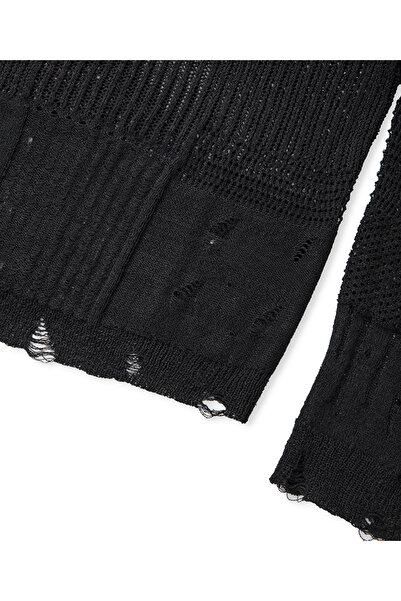 İpekyol Eskitme efektli ajurlu triko