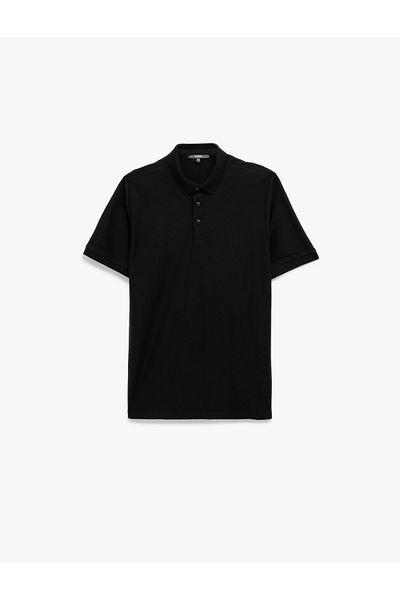 Koton Regular Fit Short Sleeve Polo Neck T-Shirt with Snap Button Detail