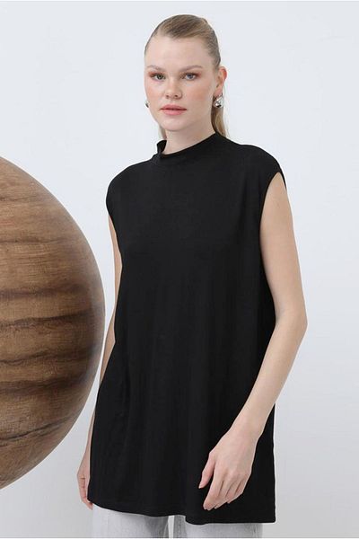 Moda Rosa 25Y7606 - Black - Thin Combed Cotton Sifit Sleeve Inside