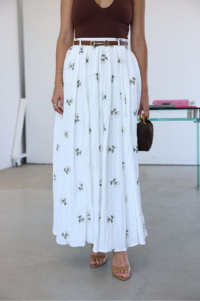 Özge Özgenç Floral Patterned Belted Long Skirt