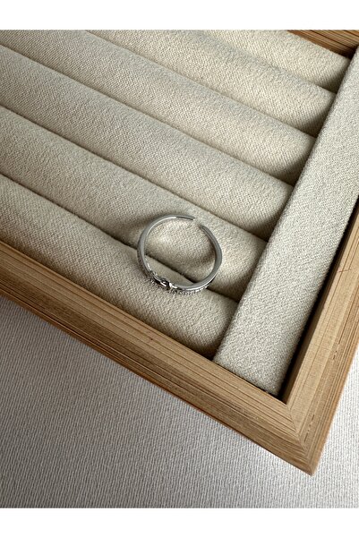 ringbox Silver Colored Knot Detailed Pinky Ring