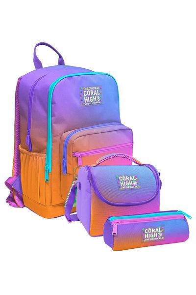 Coral High Geantă de școală pentru școala primară și gimnazială - fetiță, culoare de tranziție portocaliu violet