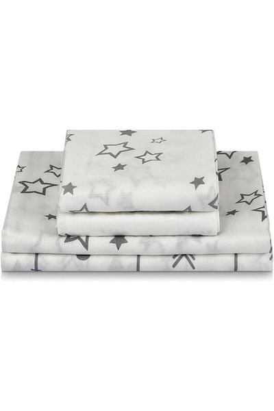 Lammcou Set 4 paturici muselină din bambus și bumbac pentru bebeluși, 120x120, cu imprimeu