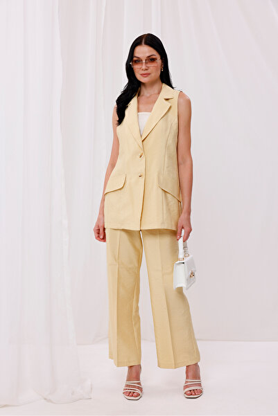 Jupe Kadın Modal Kumaş Yelekli Pantolon Takım 8546