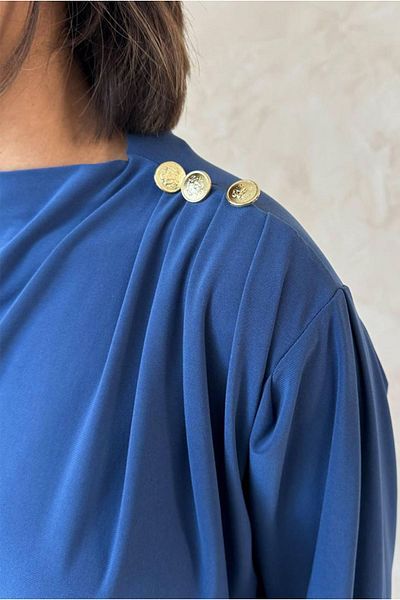 Moda Rosa 25Y7046 - Indigo - Gold Button Tunic