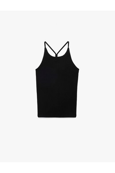 Koton Cotton Back Detail Sleeveless Halter Neck Blouse