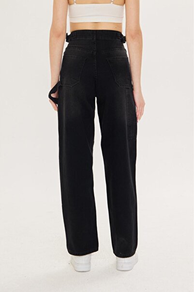 LAMİRAMOOD Alley Epaulet Black Jean Trousers