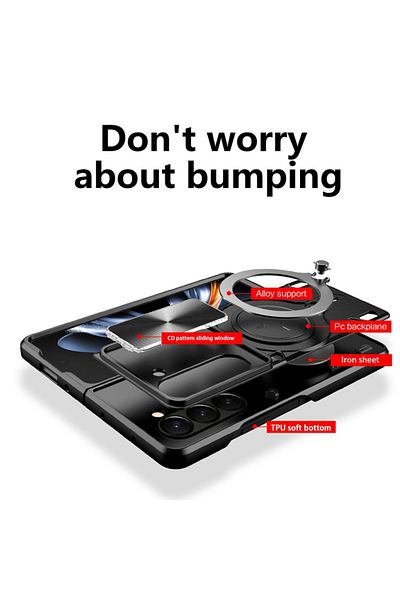 SKYDDAR INNOVATION Case for Samsung Galaxy Z Fold6, CamGuard Pro, Magnetic Ring, Camera Protection, sticker set, Red