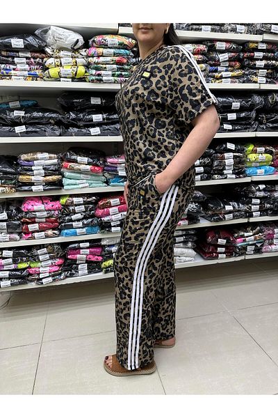 Kokostrendi Leopard Crystal Stone Tracksuit Set - Khaki