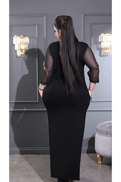 Kokostrendi Double Lion Crystal Stone Dress - Black