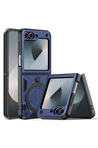 SKYDDAR INNOVATION Husă pentru Samsung Galaxy Z Flip6, CamGuard Pro, inel magnetic, protecție cameră, set autocolante, albastră