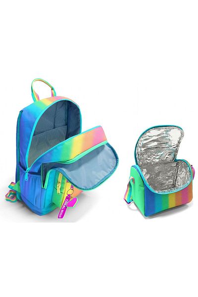 Coral High Set rucsac și nutriție pentru școala primară și gimnazială - pentru fete, albastru cu dungi colorate
