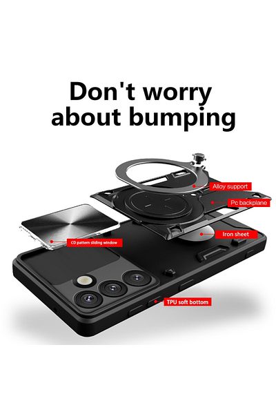 SKYDDAR INNOVATION Case for Samsung Galaxy S25, CamGuard Pro, Magnetic Ring, Camera Protection, sticker set, Red