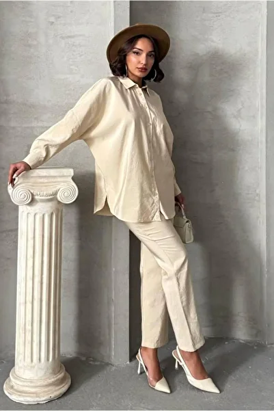 Moda Rosa 25Y7558 - Bej - Tarz Pants Suit
