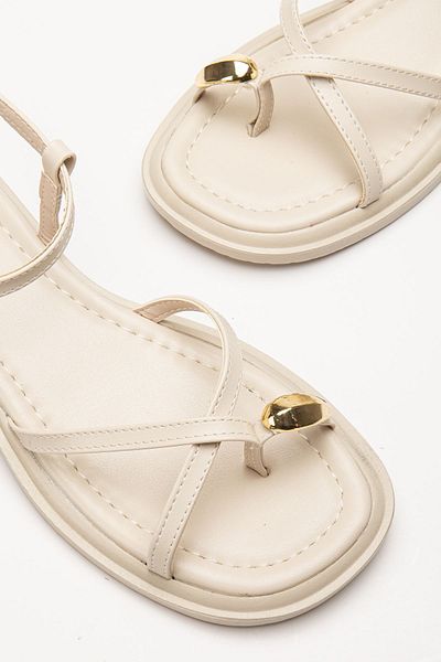 Hayalimdeki Ayakkabı Women's Beige Gold Ring Detailed Daily Sandals