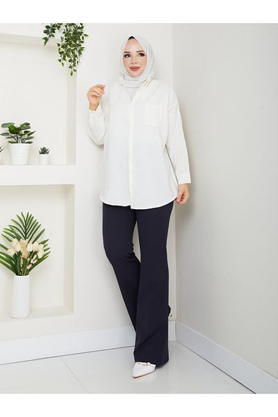 Moda İncir Spanish Cuff Trousers with Elastic Waist