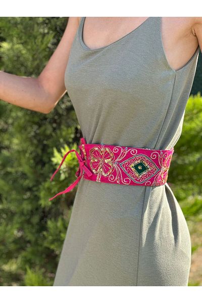 Gönülden Tasarım Hand-Processed Osmanli Motifed Binding Women's Belt 75 cm