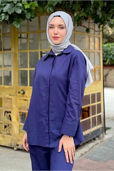 Moda Rosa 25Y7556 - Dark Blue - Linen Basic Set