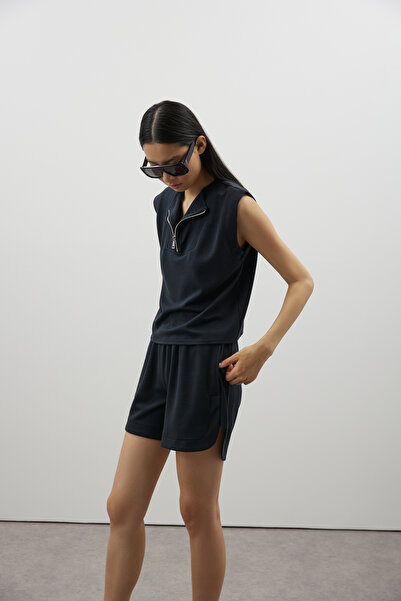 Jorbinol Fermuarlı Kolsuz Modal Tshirt