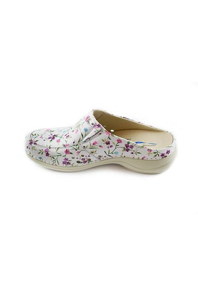 Nursing Care Premium Washable Genuine Leather Medical Clogs – Nursingcare Wash'Go Berlin, Flower Edition