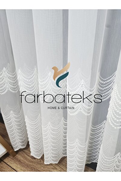 farbateks Bottom Wave Plain Simple Modern Tulle Curtain 3 Layers Pleated