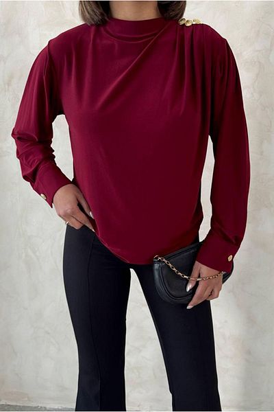 Moda Rosa 25Y7046 - Bordo - Gold Button Tunic