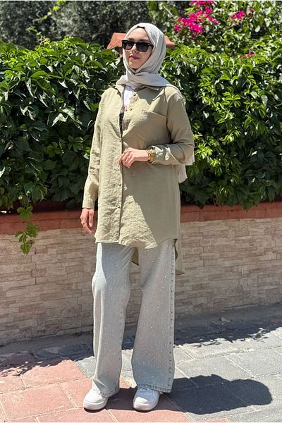Moda Rosa 25Y7018 - Olive - Lyocel Single Pocket Shirt