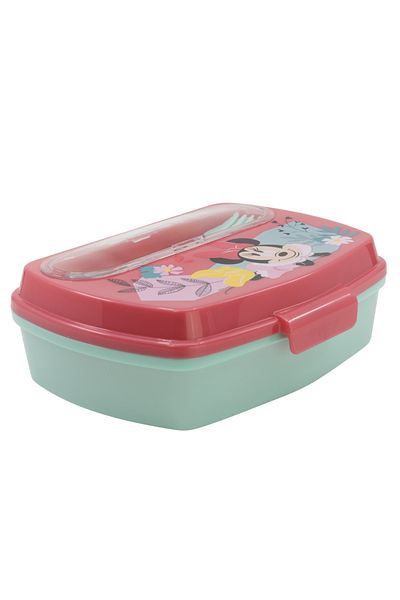 Minnie Mouse Sandwich box with spoon and fork, multicolor, BPA-free plastic, Being, Minnie Mouse