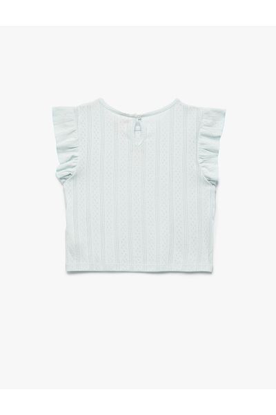 Koton Tricou din bumbac fără mâneci, cu decolteu, cu detaliu de volan