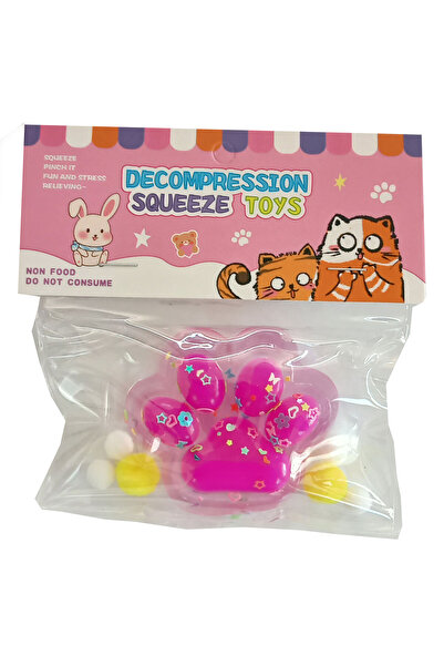 CT-TOYS Mor - Şeffaf Yapışan Sukuşi Mojmoj Büyük Boy Kedi Patisi Squishy