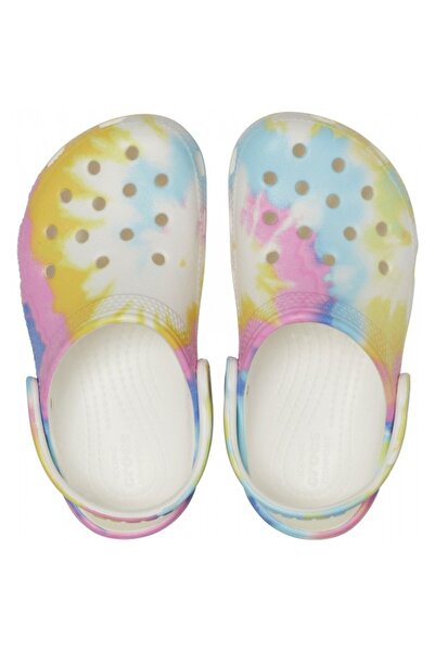 Crocs Saboți Saboți Classic Tie-Dye Graphic pentru copii - Alb/Multicolor