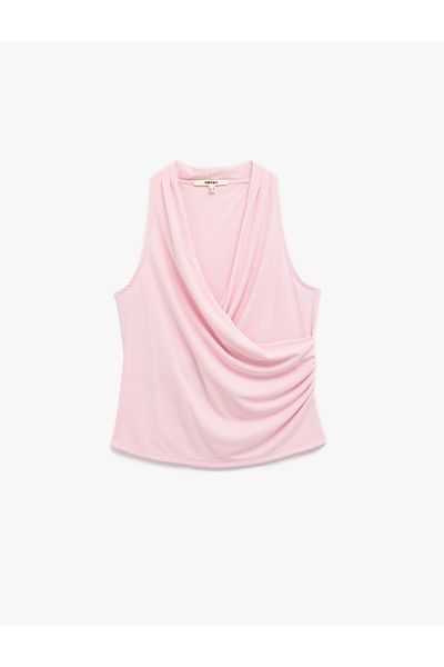 Koton Double Breasted Collar Sleeveless Blouse with Drape Detail