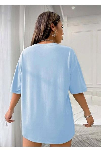 khufu CALIFORNIA WEST COAST Μπλουζάκι Unisex με στάμπα Baby Blue Oversize από βαμβάκι