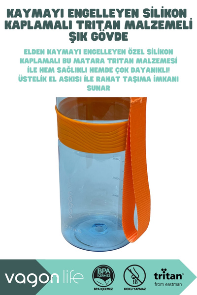 Vagonlife 800ml New Collection Comfortable Drinking Tritan Water Bottle with Hand Strap and Locking Lid
