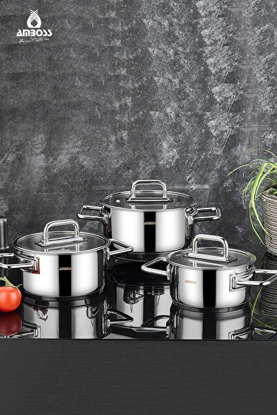 Amboss Nova 6 Piece Stainless Steel Cookware Set with Glass Lid