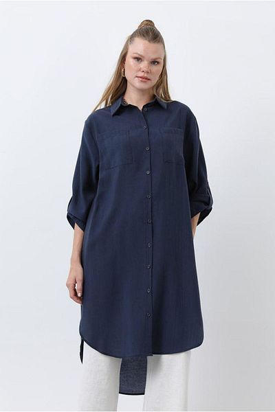 Moda Rosa 25Y7034 - Dark Blue - Long Pocket Shirt