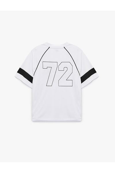 Koton V-Neck Short Sleeve Printed Oversize Sports T-Shirt