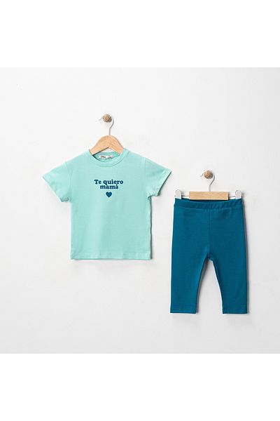 MK Mukko Kids Girls' Printed Basic Seasonal/Summer Leggings T-Shirt Bottom Top Set