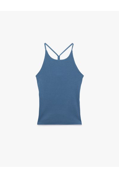 Koton Cotton Back Detail Sleeveless Halter Neck Blouse