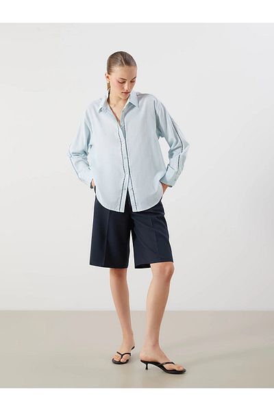 LC Waikiki Lcw Vision Blue Oversize Women's Shirt