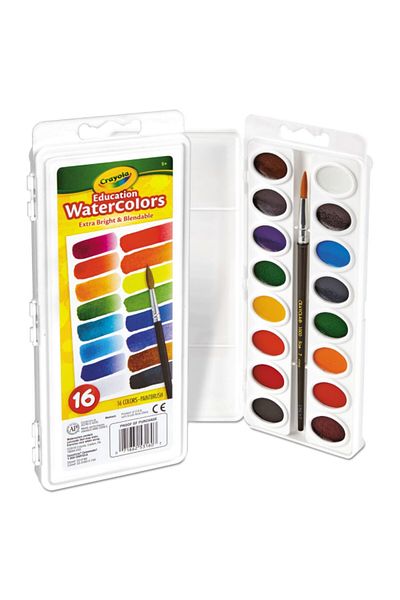 Crayola 16-Piece Extra Bright and Blendable Educational Watercolor Set