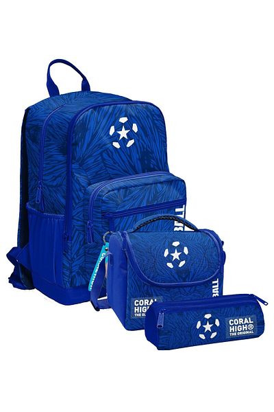 Coral High Geanta de școală pentru școala primară și gimnazială - băiat, fotbal albastru bleumarin