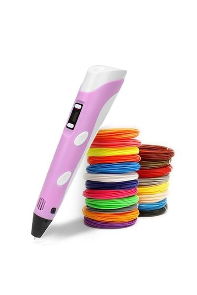 OEM Set Creion 3D cu Afisaj Digital, 12 Filamente PLA de 5m, Incarcator, Suport Creion, Roz