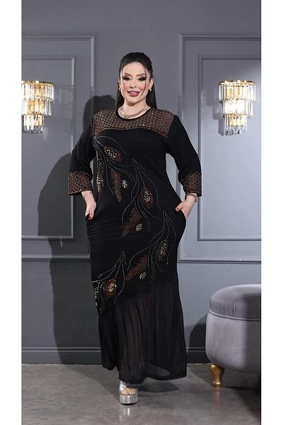 Kokostrendi Skirt Tulle Crystal Stone Dress - Black