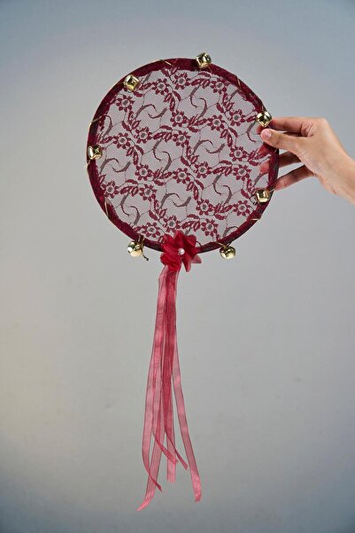 Dantelux Dantel Motifli Zilli Kına Gecesi Tefi - Bordo