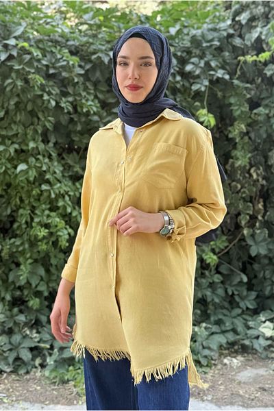 Moda Rosa 25Y7012 - Yellow - Lycell Shirt with Tassels